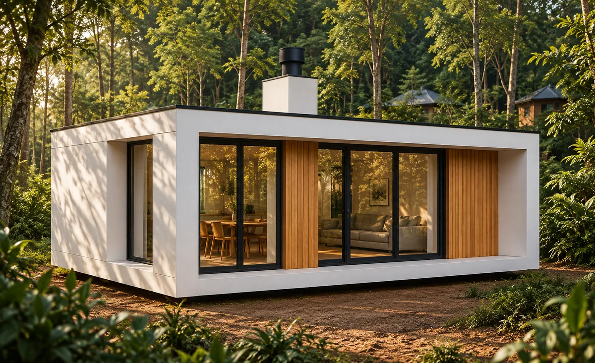 Modelo de vivienda CassaSIP en entorno de bosque